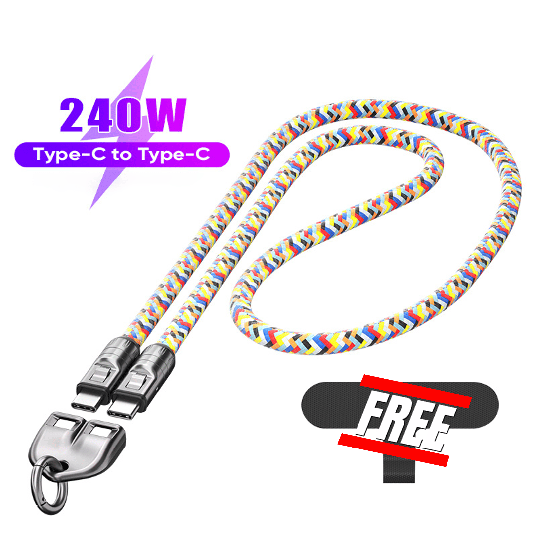 C till C 240W laddningskabel med bärbart armbandsdesign