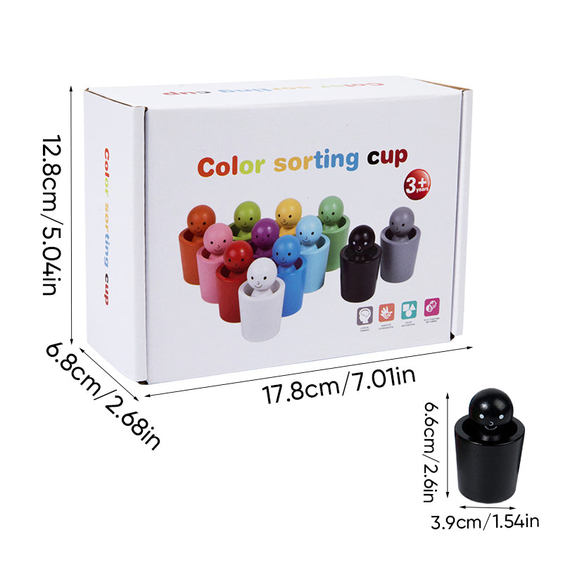 FarveLegTræ | Montessori farvesorteringsspil i træ med bægre
