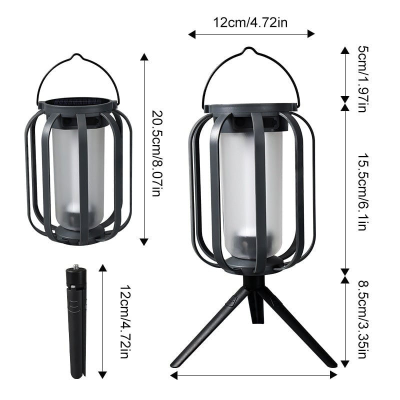 CampFlameGlow™ - Lampe med realistisk flammeeffekt – Opladelig via USB & solenergi