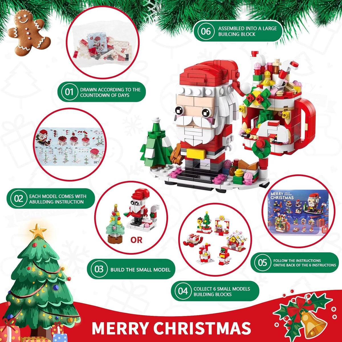 HappyChristmasBlocks: Jule Advents Kalender Byggeklodser Sæt