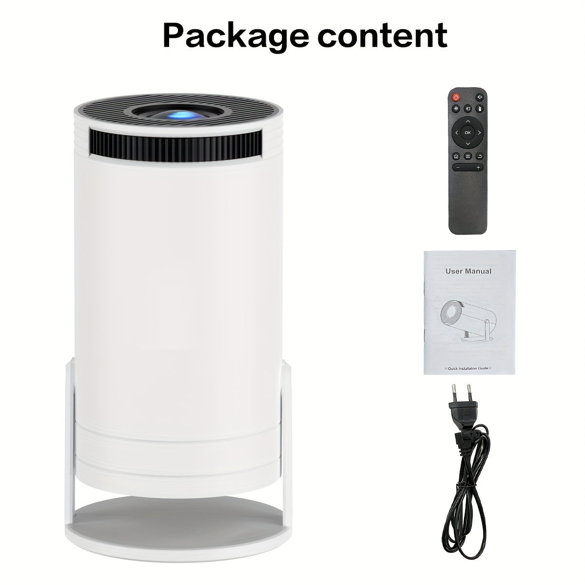 SCUARI Mini Smart Projector met WiFi6 & BT 5.2, Ingebouwd Android OS, 180° Rotatie, Native 720P Ondersteuning voor 1080P, Automatische Correctie, Afstandsbediening – Draagbare Groot Schermprojector voor Kantoor/Thuis/Reizen
