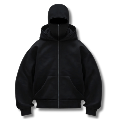 Anti-Social Ninja Hoodie™ - Hoodie med lynlås og integreret maske – Unisex