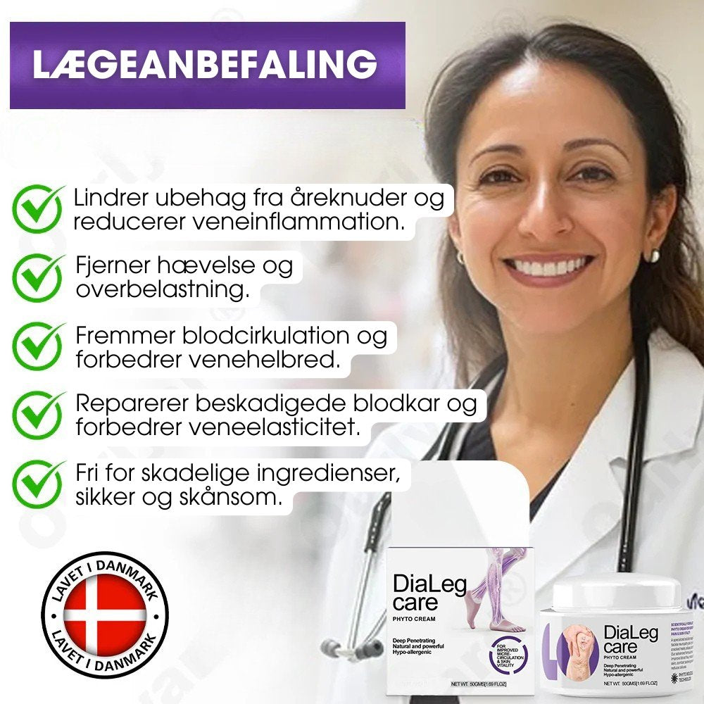 DiaLeg Care™ – Phyto-creme mod åreknuder, hævelse og bensmerter