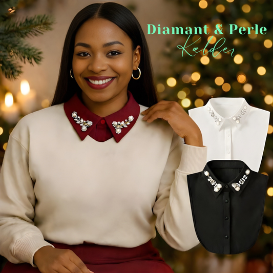 EleganCrest™ – Falsk Skjortekrave med Diamant- & Perledetaljer