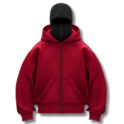 Anti-Social Ninja Hoodie™ - Hoodie med lynlås og integreret maske – Unisex