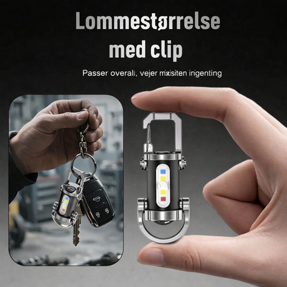 Bærbar genopladelig kraftig nøgleringslommelygte