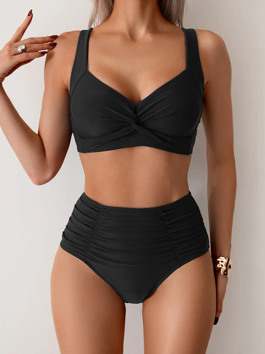 Lina | Bandeau-bikini med rynket stof