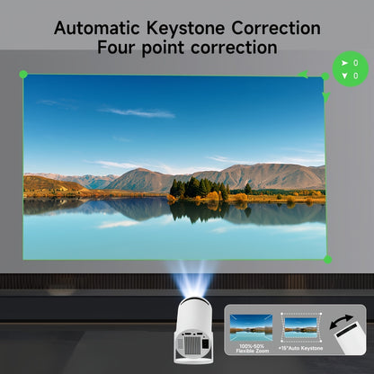 SCUARI Mini Smart Projector met WiFi6 & BT 5.2, Ingebouwd Android OS, 180° Rotatie, Native 720P Ondersteuning voor 1080P, Automatische Correctie, Afstandsbediening – Draagbare Groot Schermprojector voor Kantoor/Thuis/Reizen
