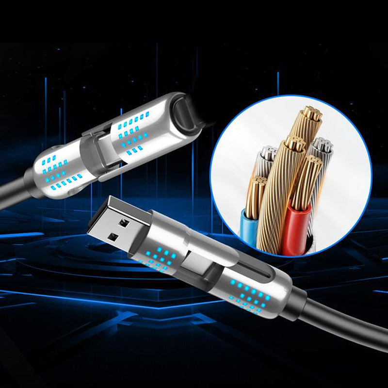 TurboCharge™ | Lynhurtigt opladerkabel med metalbase – alt-i-én