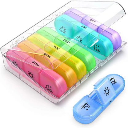 CompactPillOrganizer 1+1 GRATIS: Bærbar Pilleorganisator Daglig Og Ugentlig Medicinopbevaring