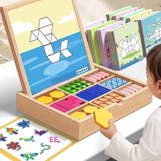 MosaicMind™ – Kreativt Montessori Træmagnetisk Puslespilssæt